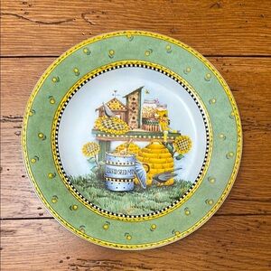 Sakura 1999 Debbie Mumm Garden Vignette Plate - Birdhouse, Bees, Sunflowers